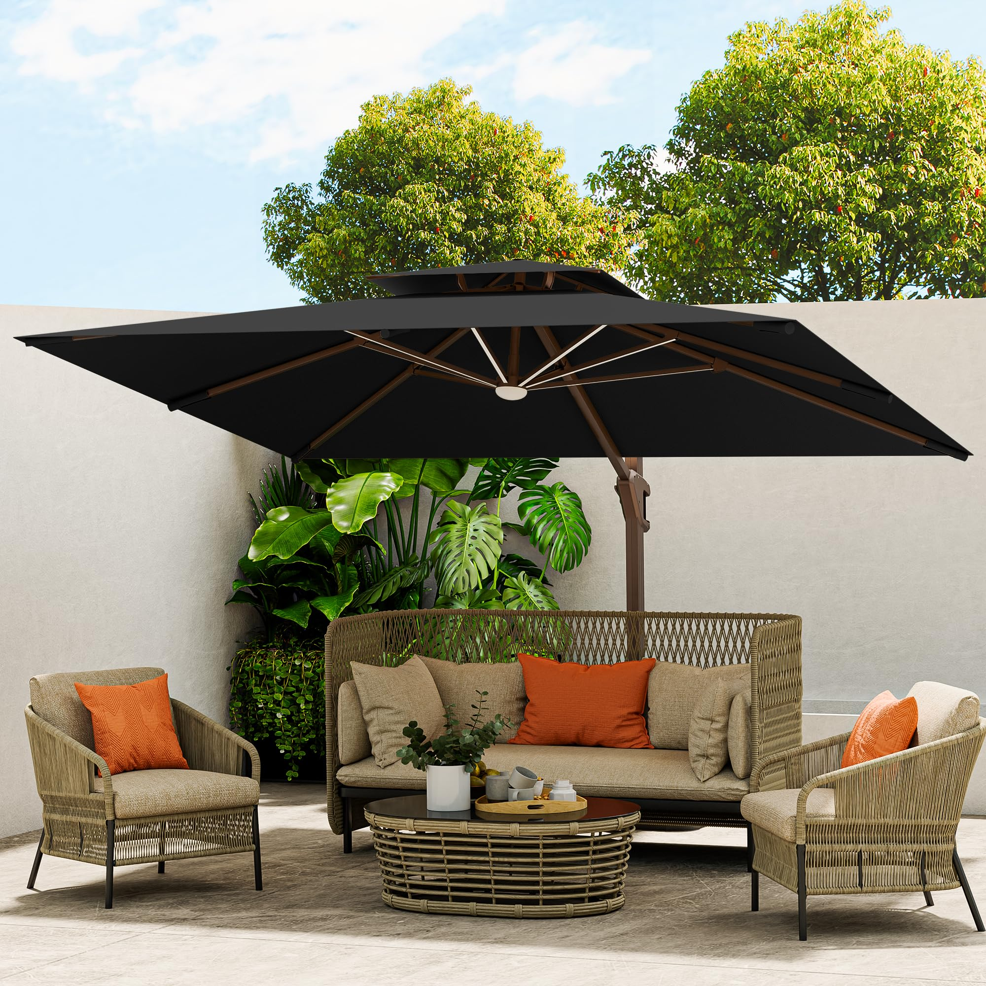 Cantilever Umbrella with Full-Rib LED Strip Lighting