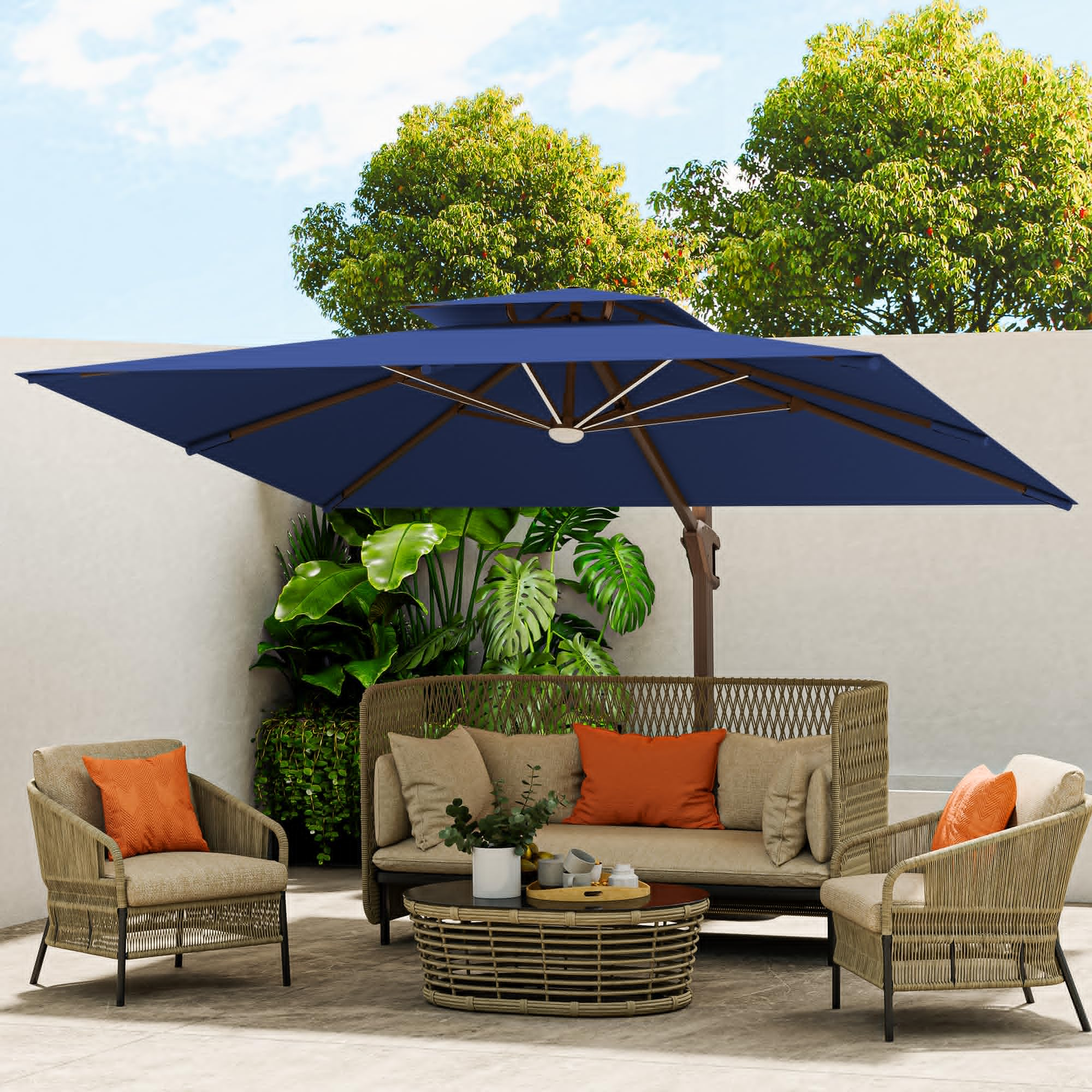 Cantilever Umbrella with Full-Rib LED Strip Lighting