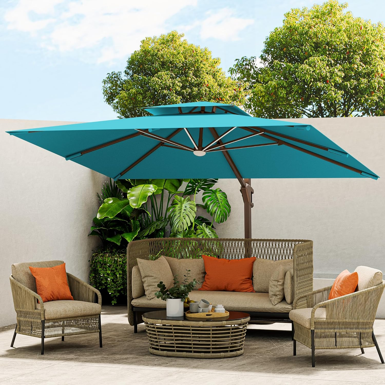 Cantilever Umbrella with Full-Rib LED Strip Lighting