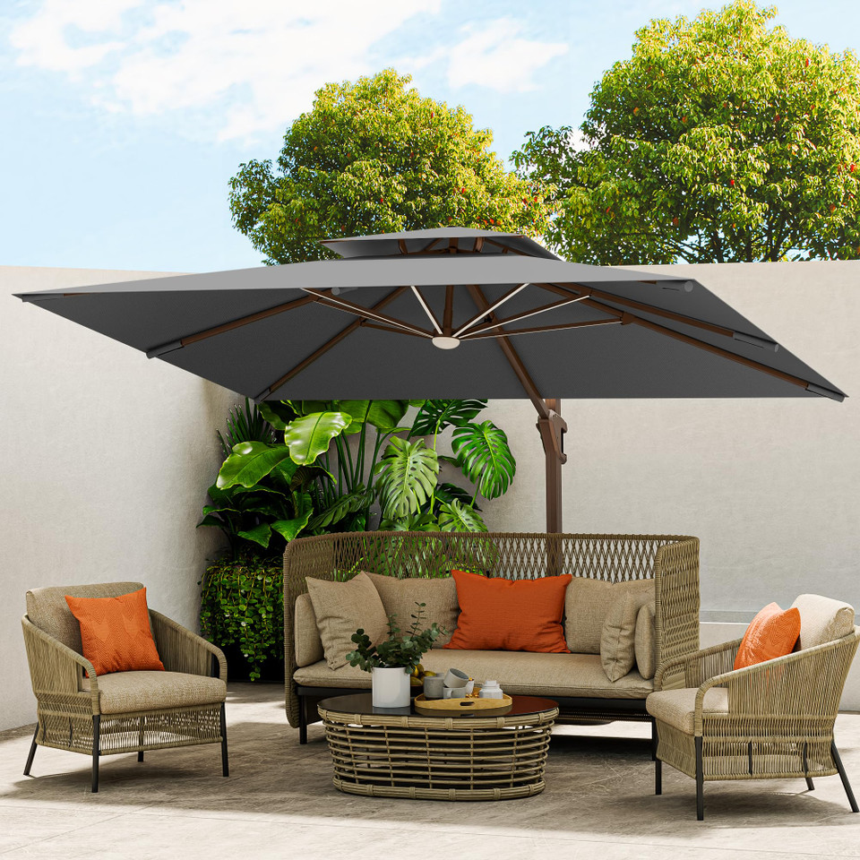 Cantilever Umbrella with Full-Rib LED Strip Lighting