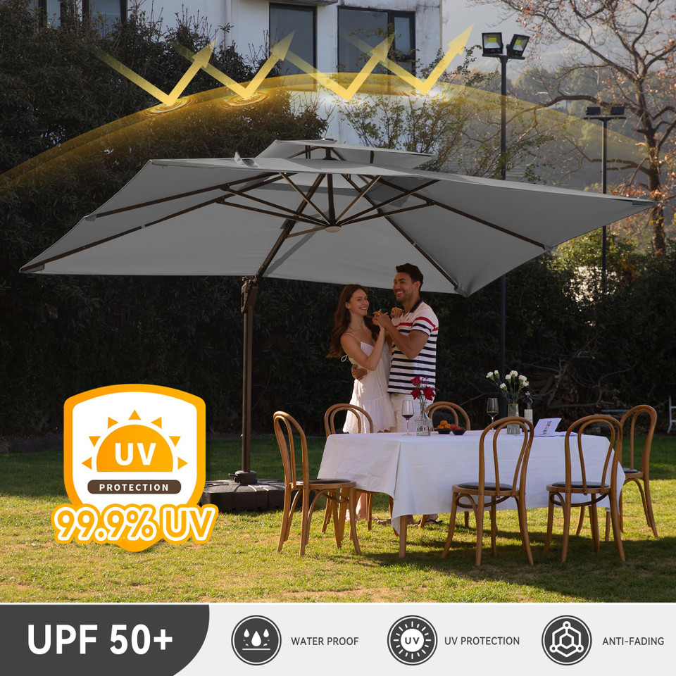 Cantilever Umbrella with Full-Rib LED Strip Lighting