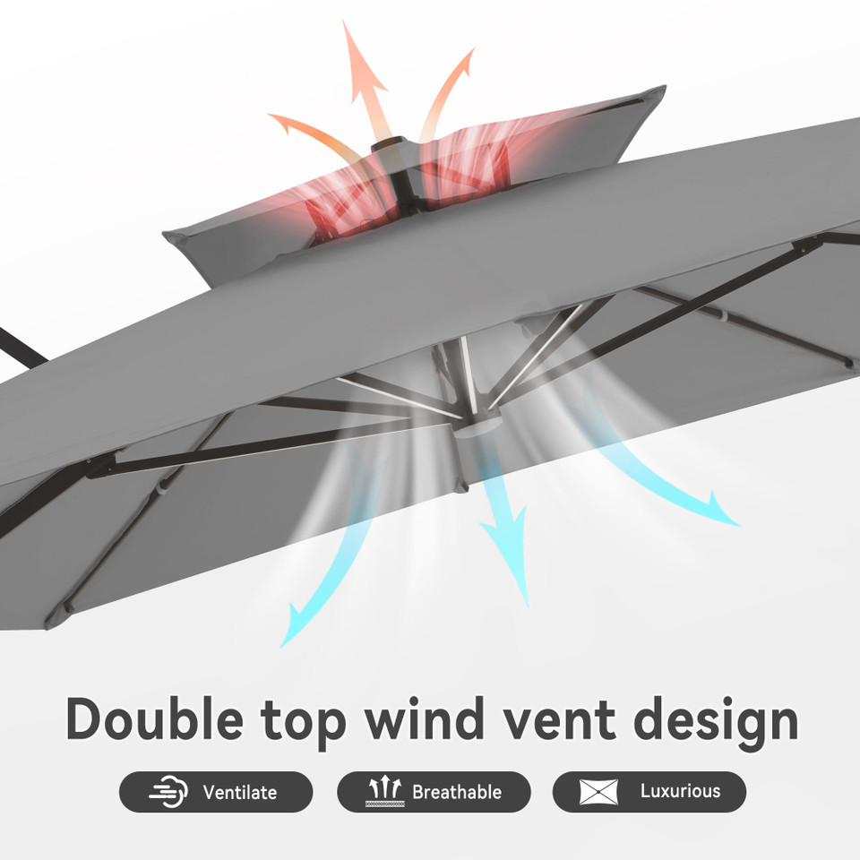 Cantilever Umbrella with Full-Rib LED Strip Lighting