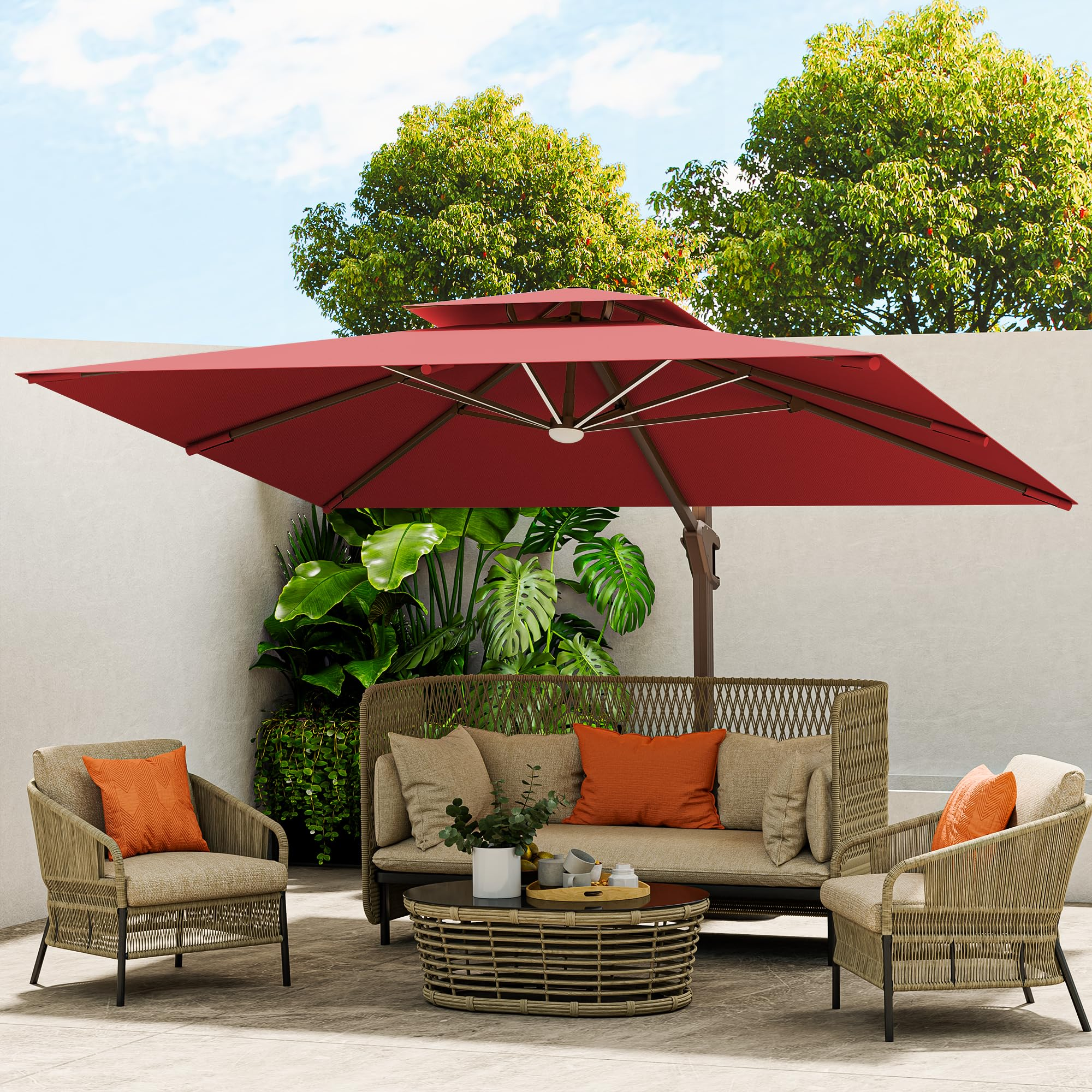 Cantilever Umbrella with Full-Rib LED Strip Lighting