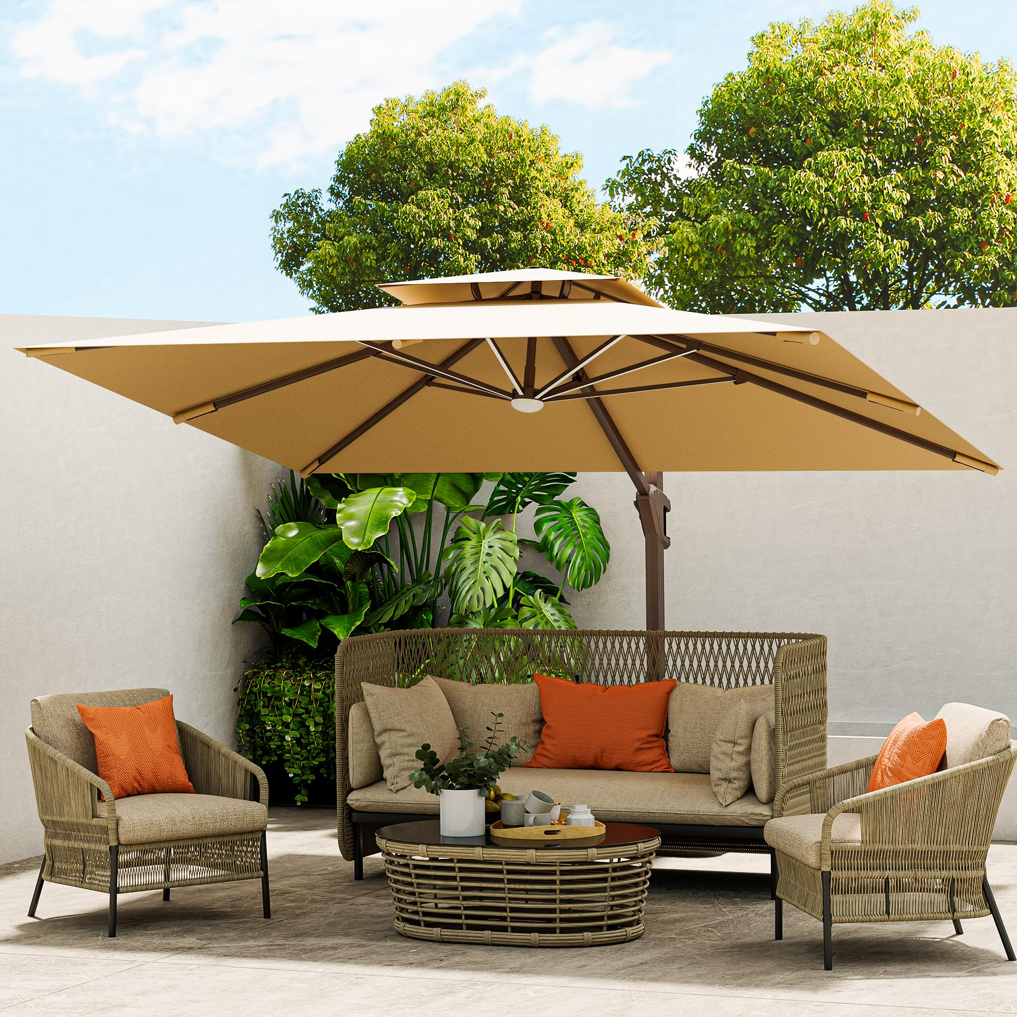 Cantilever Umbrella with Full-Rib LED Strip Lighting